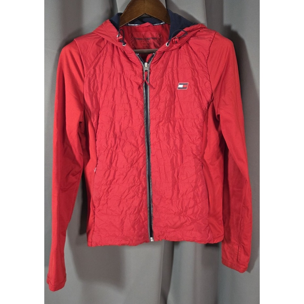 Tommy Hilfiger Sport Women's Quilted running Jacket Stretchy Arms Red Med